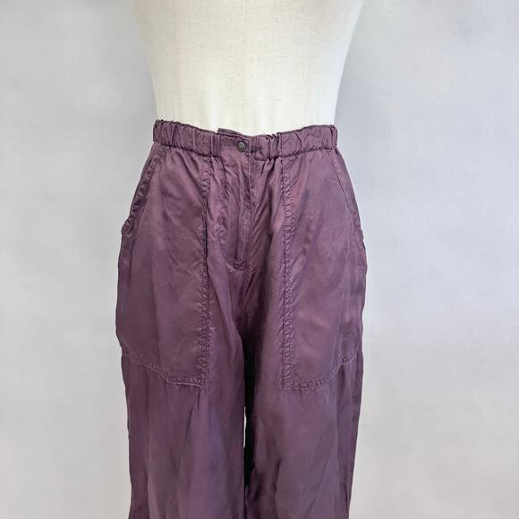 Babette SF satin burgundy wide leg ankle pant size Small Rayon elastic waist - Picture 6 of 16